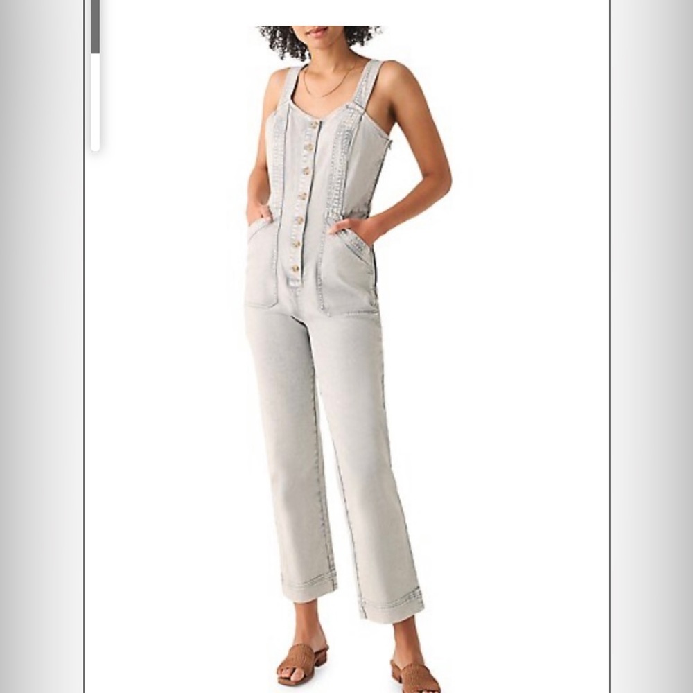 NWT Faherty Button-Front Organic Cotton Denim Jumpsuit
